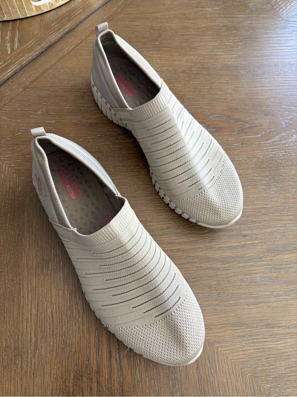 Skechers Women's Slip-On Knit Sneakers in Beige